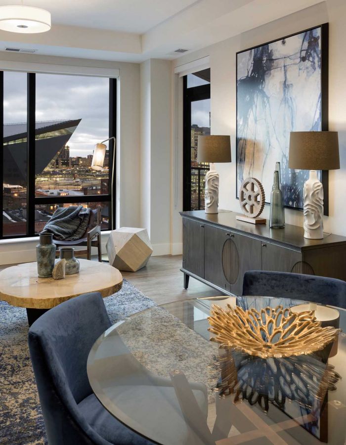 Encore apartments living space with city views